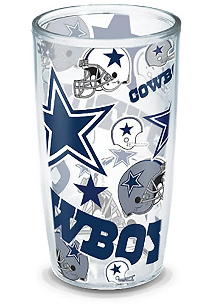Dallas Cowboys All Over Logo 24oz Tumbler - Navy Blue