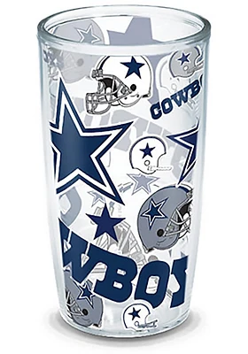 Dallas Cowboys All Over Logo 24oz Tumbler - Navy Blue