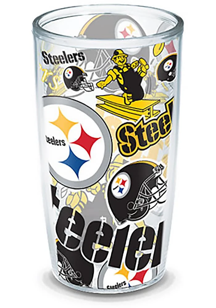 Pittsburgh Steelers All Over Logo 24oz Tumbler - Black