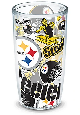 Pittsburgh Steelers All Over Logo 24oz Tumbler - Black