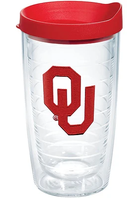 Oklahoma Sooners 16 oz Lid Clear Tumbler - Red