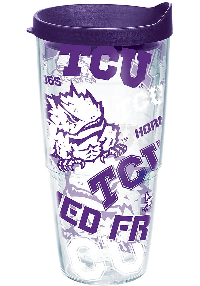 TCU Horned Frogs All Over Logo 24oz Tumbler - Purple