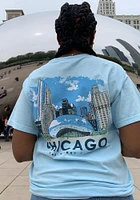 Chicago Light Blue Cloud Gate Sketch Short Sleeve T Shirt