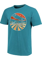 Kansas Teal Line Icon Short Sleeve Fashion T Shirt