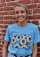 Kansas Light Blue Sunflower State Short Sleeve T Shirt