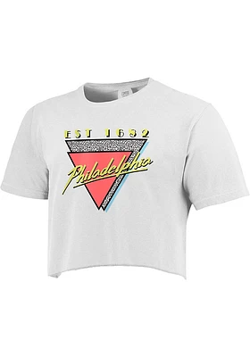 Philadelphia Womens White 90s Theme Short Sleeve T-Shirt