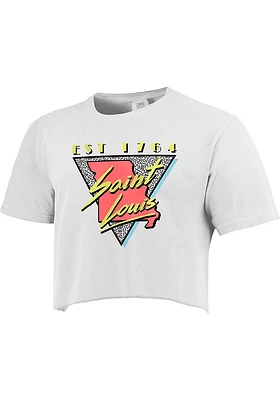St Louis Womens White 90s Theme Short Sleeve T-Shirt