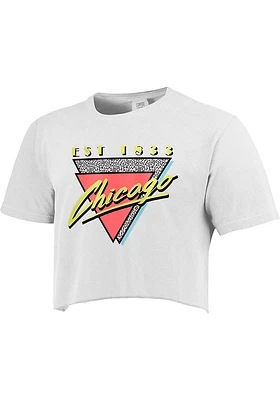 Chicago Womens White 90s Theme Short Sleeve T-Shirt