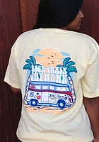 Kansas Jayhawks Womens Yellow Beach Vibes Short Sleeve T-Shirt