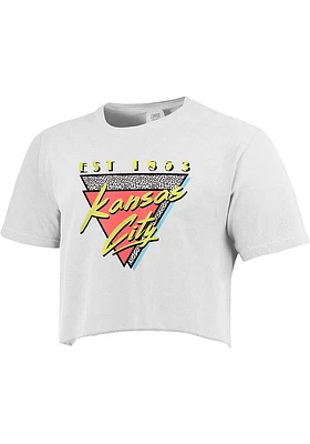 Kansas City Womens White 90s Theme Short Sleeve T-Shirt