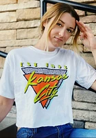 Kansas City Womens White 90s Theme Short Sleeve T-Shirt
