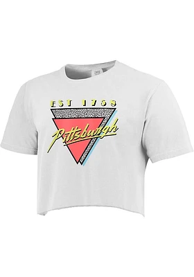 Pittsburgh Womens White 90s Theme Short Sleeve T-Shirt
