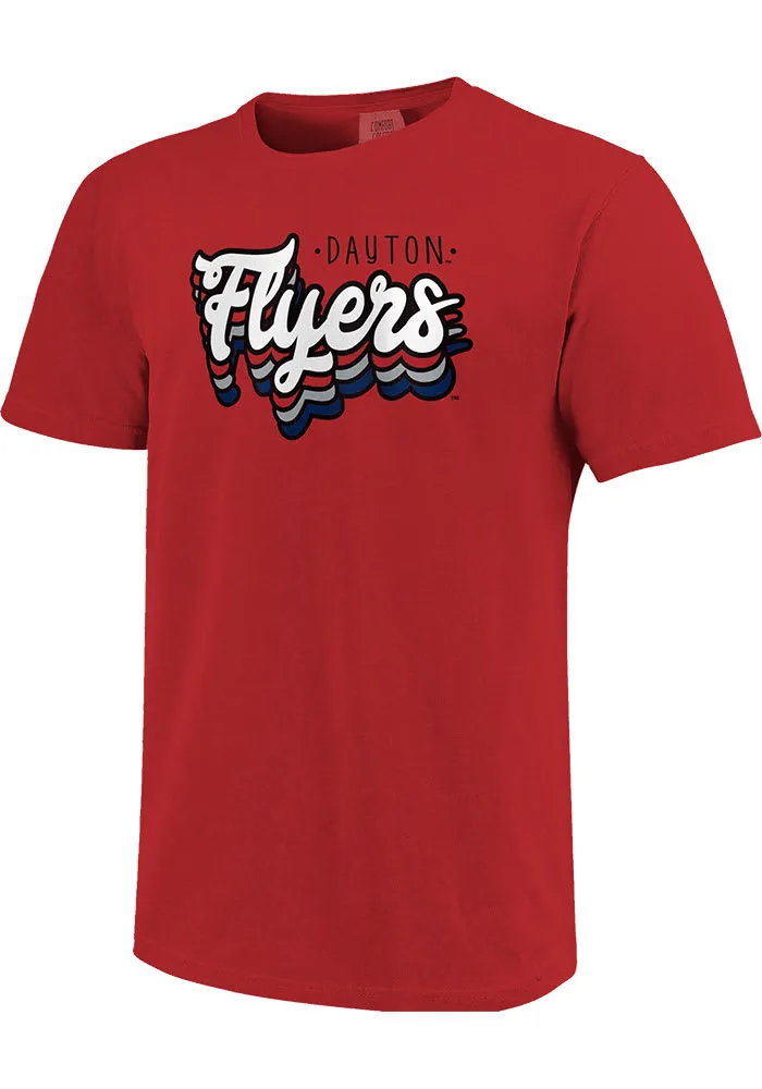 Dayton Flyers Womens Red Retro Stack Script Short Sleeve T-Shirt