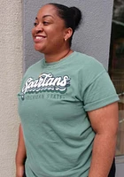 Michigan State Spartans Womens Green Retro Stack Script Short Sleeve T-Shirt
