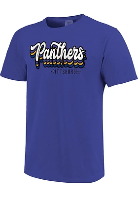 Pitt Panthers Womens Blue Retro Stack Script Short Sleeve T-Shirt