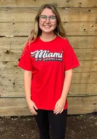 Miami RedHawks Womens Red Retro Script Stack Short Sleeve T-Shirt