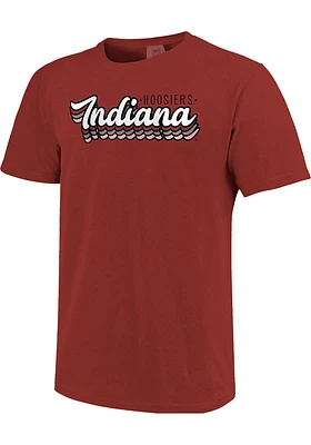 Indiana Hoosiers Womens Crimson Retro Stack Script Short Sleeve T-Shirt