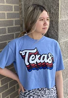 Texas Womens Light Blue Stacked Script Short Sleeve T-Shirt
