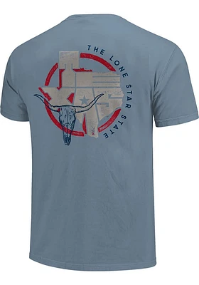 Texas Light Blue Stamped State Letters Short Sleeve T Shirt