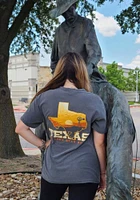 Texas Charcoal State Windmill Scene Short Sleeve T Shirt