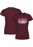 Texas Womans University Womens Maroon Triple Stack Script Short Sleeve T-Shirt