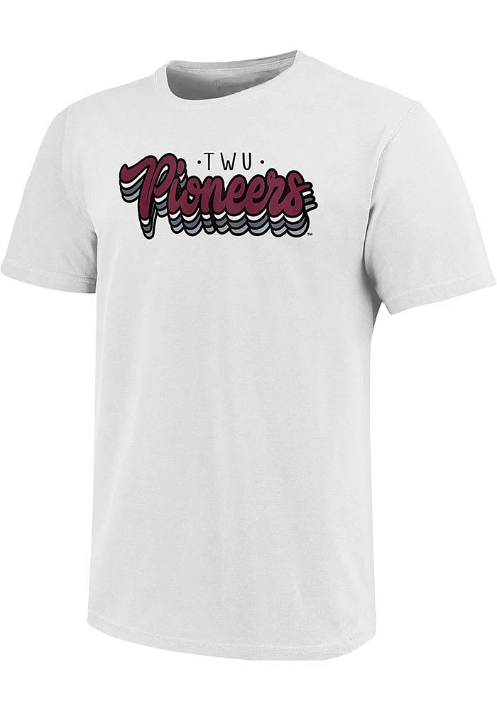 Texas Womans University Womens White Retro Stack Script Short Sleeve T-Shirt