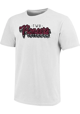Texas Womans University Womens White Retro Stack Script Short Sleeve T-Shirt