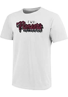 Texas Womans University Womens White Retro Stack Script Short Sleeve T-Shirt