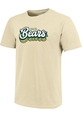 Baylor Bears Womens Yellow Retro Stack Script Short Sleeve T-Shirt