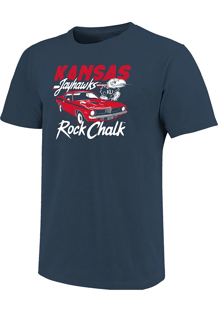 Kansas Jayhawks Womens Blue Muscle Car Short Sleeve T-Shirt