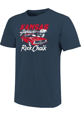 Kansas Jayhawks Womens Blue Muscle Car Short Sleeve T-Shirt