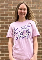K-State Wildcats Womens Lavender Script Stack Short Sleeve T-Shirt