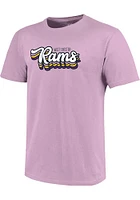 West Chester Golden Rams Womens Lavender Retro Stack Script Short Sleeve T-Shirt