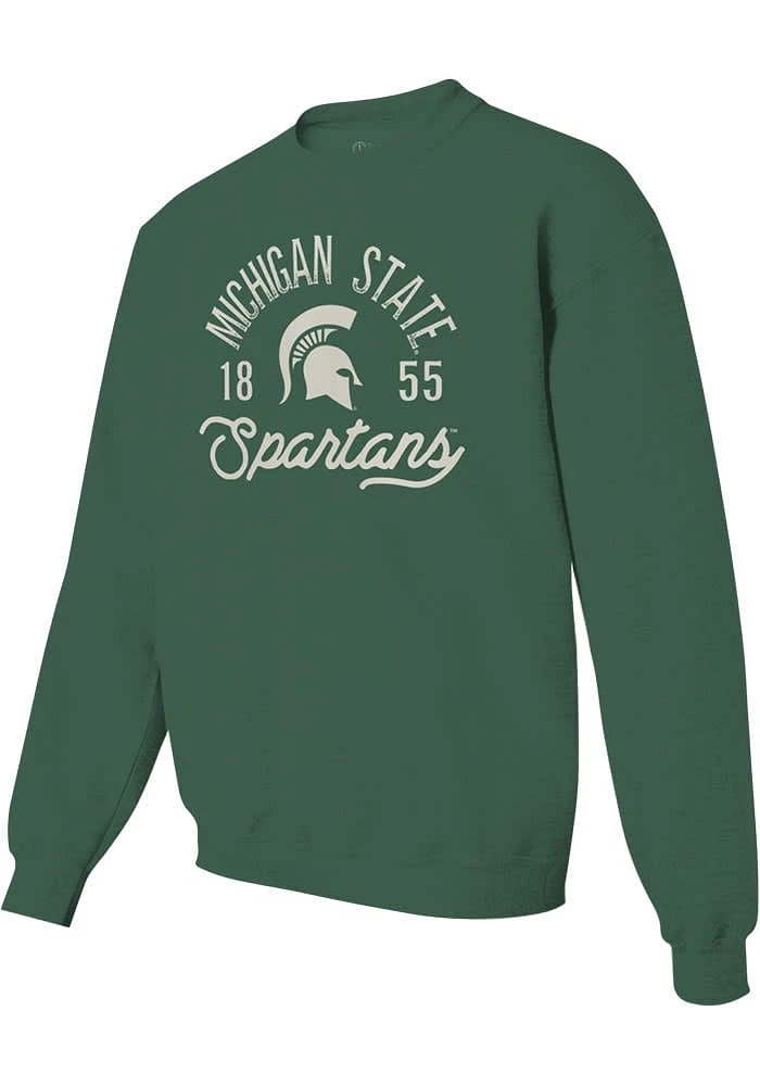 Michigan State Spartans Mens Green Number One Graphic Spartan Long Sleeve Crew Sweatshirt
