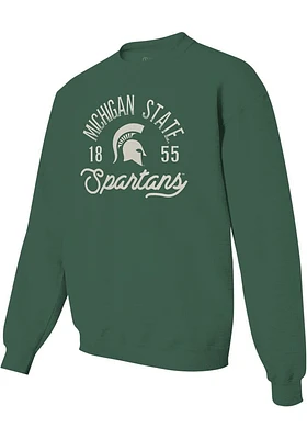 Michigan State Spartans Mens Green Number One Graphic Spartan Long Sleeve Crew Sweatshirt