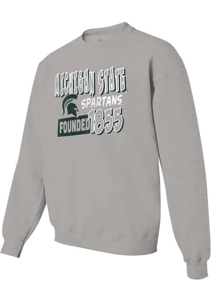 Michigan State Spartans Mens Grey STACEKD SPARTAN Long Sleeve Crew Sweatshirt