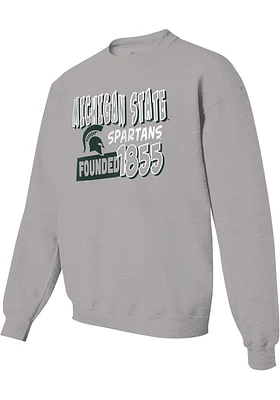 Michigan State Spartans Mens Grey STACEKD SPARTAN Long Sleeve Crew Sweatshirt