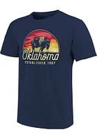 Oklahoma Navy Blue Buffalo Sunset Short Sleeve Fashion T Shirt