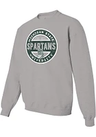 Michigan State Spartans Mens Grey SPARTAN STAMP Long Sleeve Crew Sweatshirt