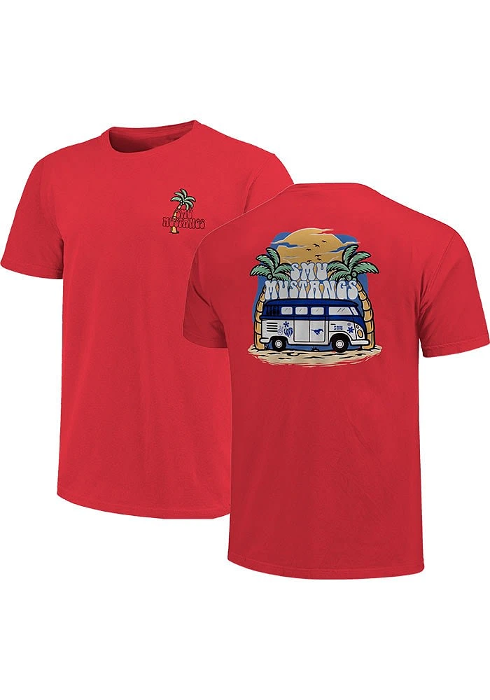 SMU Mustangs Womens Red Beach Vibes Short Sleeve T-Shirt