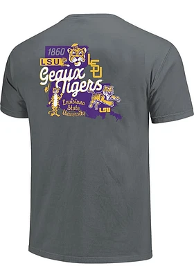 LSU Tigers Grey State of Design Short Sleeve T Shirt