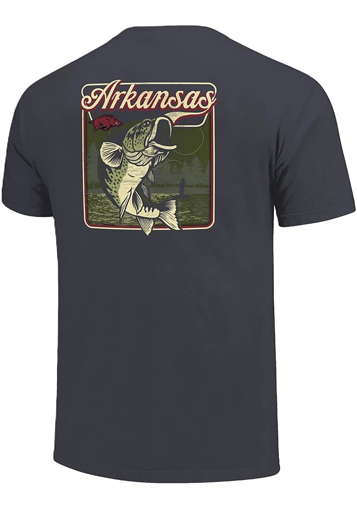 Arkansas Razorbacks Charcoal Bass Signage Short Sleeve T Shirt