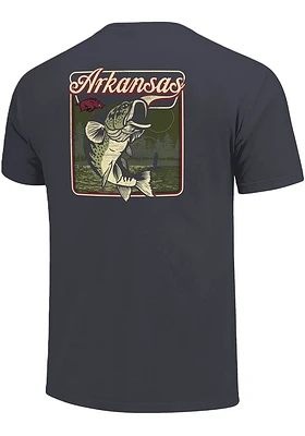 Arkansas Razorbacks Charcoal Bass Signage Short Sleeve T Shirt
