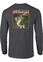 Arkansas Razorbacks Charcoal Bass Signage Long Sleeve T Shirt