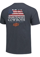 Oklahoma State Cowboys Grey Flag Flying Short Sleeve T Shirt
