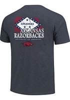 Arkansas Razorbacks Grey State Flag Flying Short Sleeve T Shirt