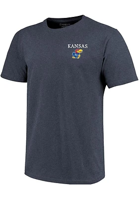 Kansas Jayhawks Grey State Flag Flying Short Sleeve T Shirt