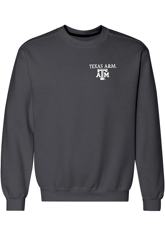 Texas A&M Aggies Mens Charcoal State Flag Flying Long Sleeve Crew Sweatshirt