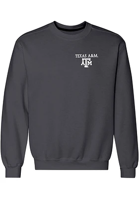 Texas A&M Aggies Mens Charcoal State Flag Flying Long Sleeve Crew Sweatshirt