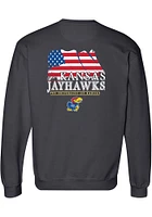 Kansas Jayhawks Mens Charcoal State Flag Flying Long Sleeve Crew Sweatshirt